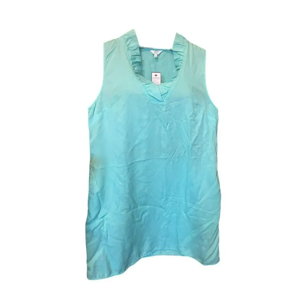 Crown & Ivy Turo Bold Hues Teal Green Tunic Blouse Size L NWT